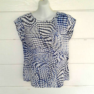 Violet + Claire Women's Blue White Cap Sleeves Lightweight Small